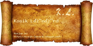 Kosik Lénárd névjegykártya